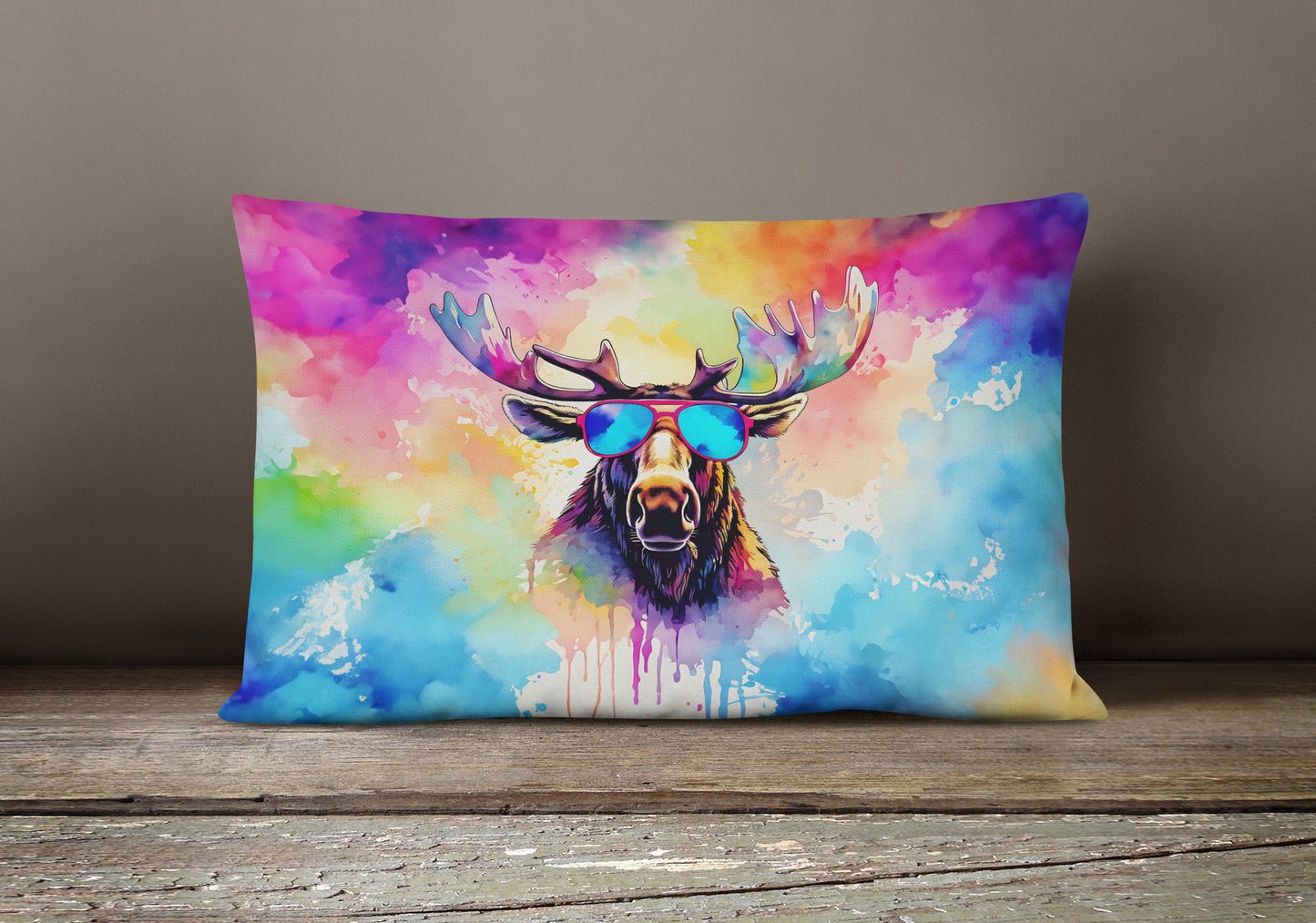 Hippie Animal Moose Throw Pillow