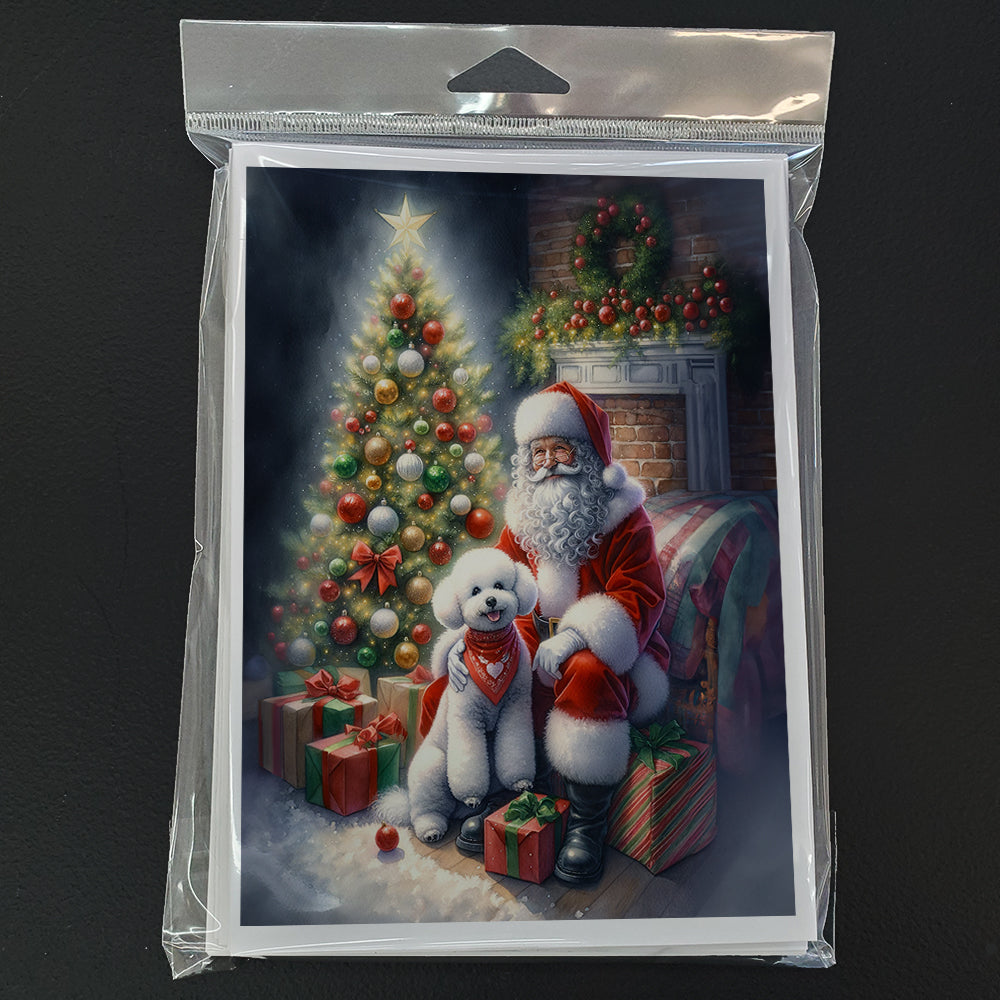 Bichon Frise and Santa Claus Greeting Cards Pack of 8