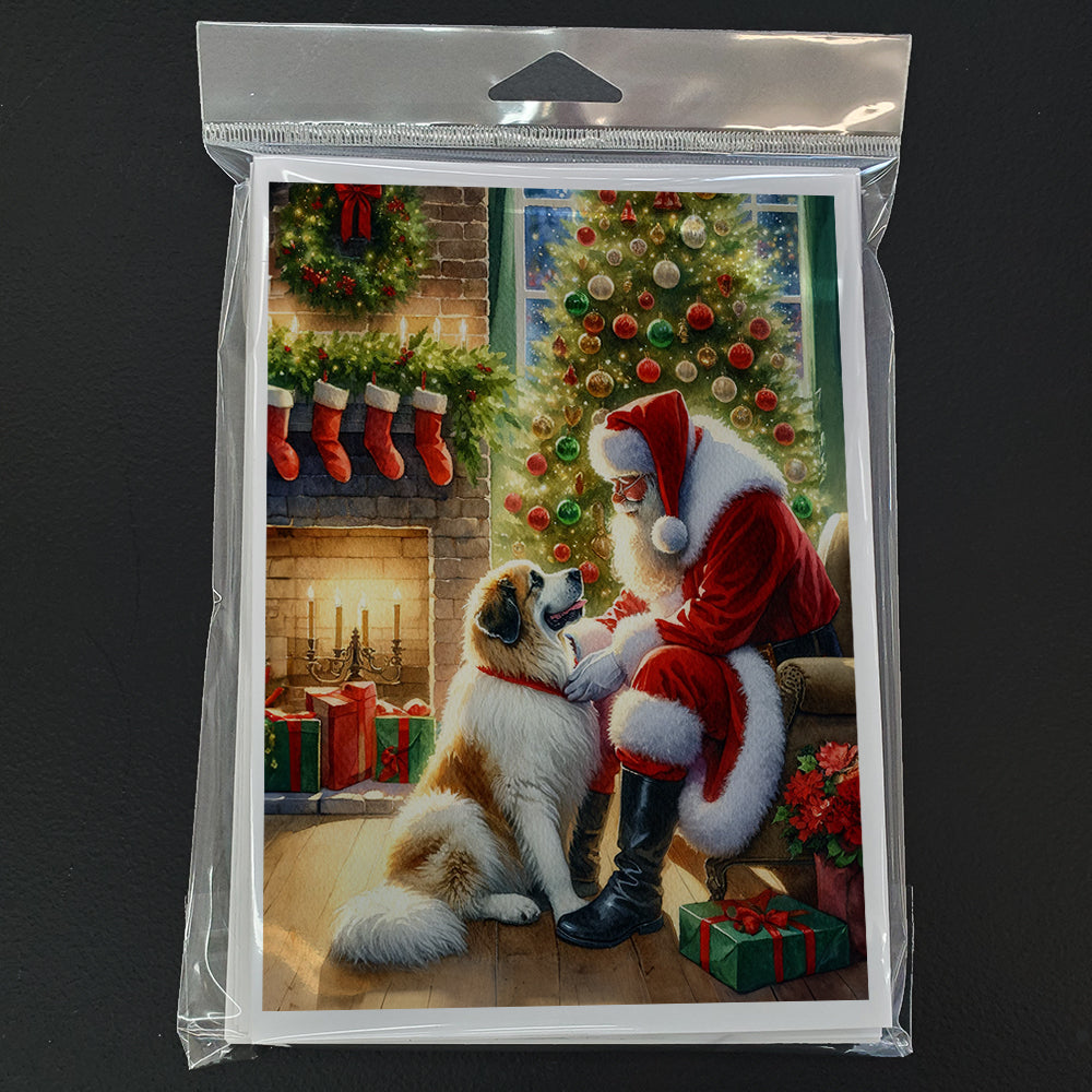 Great Pyrenees and Santa Claus Greeting Cards Pack of 8