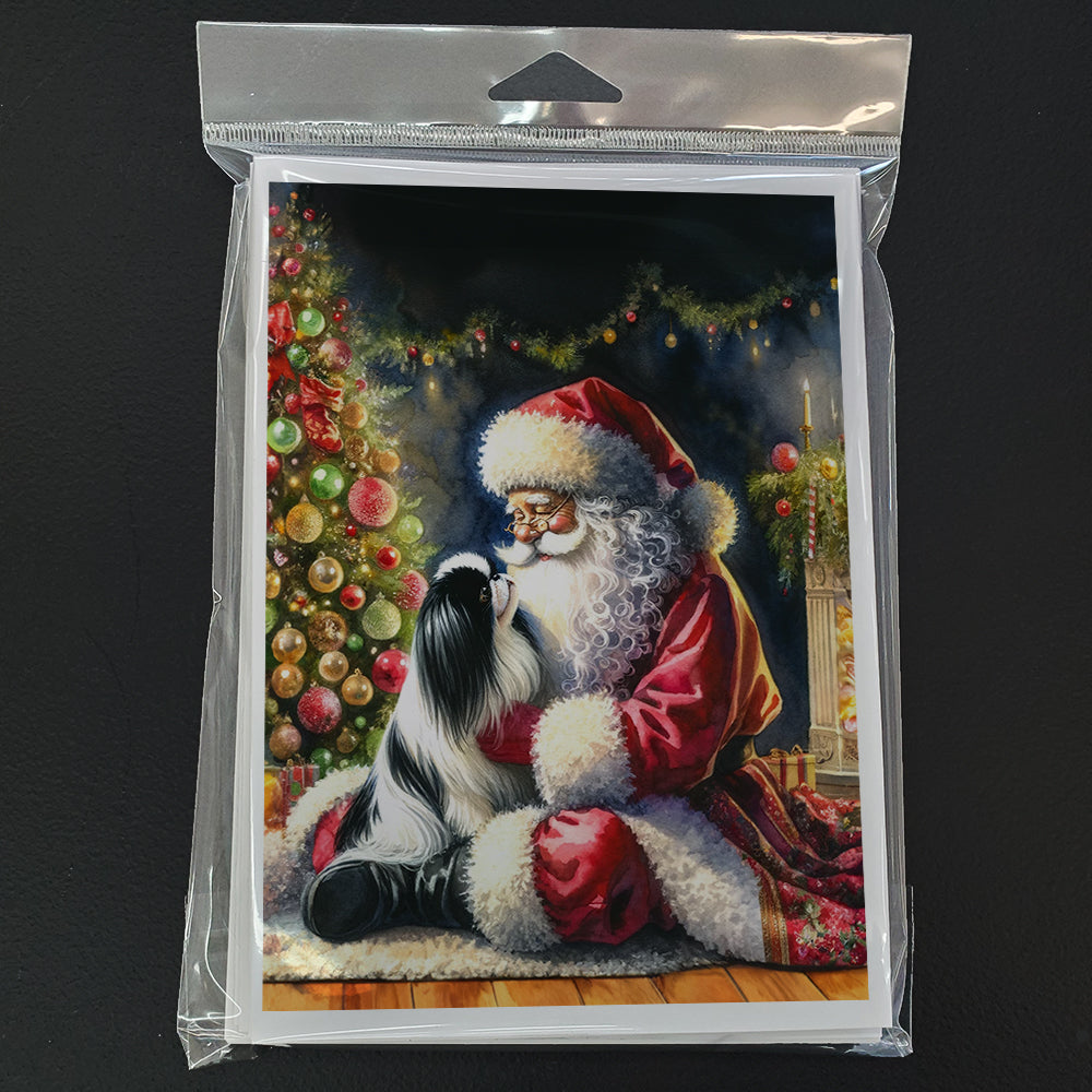 Japanese Chin and Santa Claus Greeting Cards Pack of 8