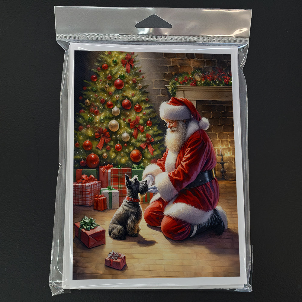 Scottish Terrier and Santa Claus Greeting Cards Pack of 8