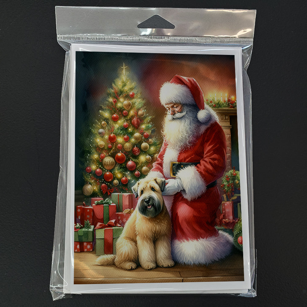 Wheaten Terrier and Santa Claus Greeting Cards Pack of 8