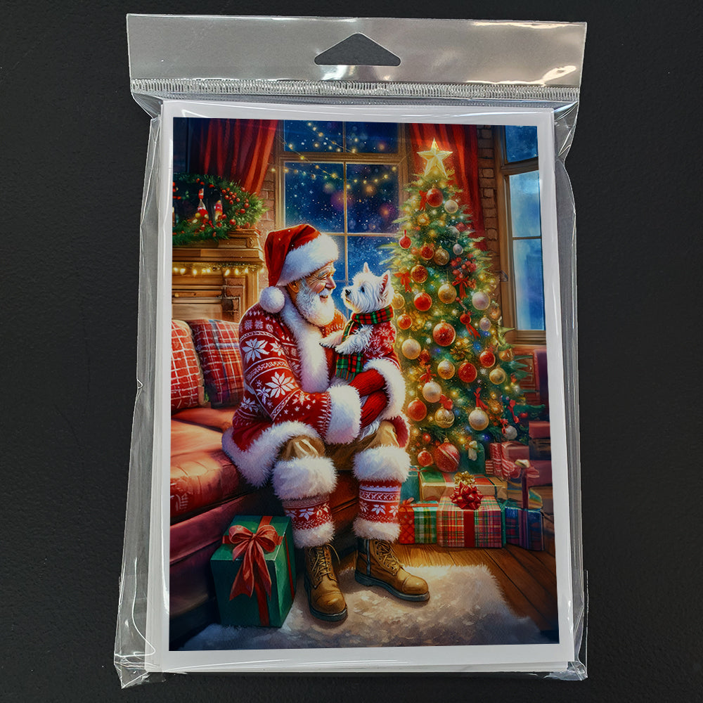 Westie and Santa Claus Greeting Cards Pack of 8