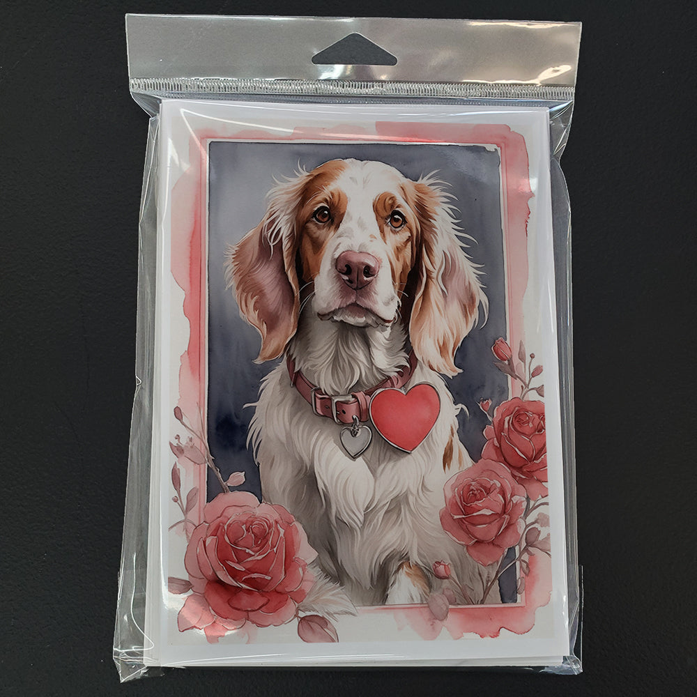 English Setter Valentine Roses Greeting Cards Pack of 8