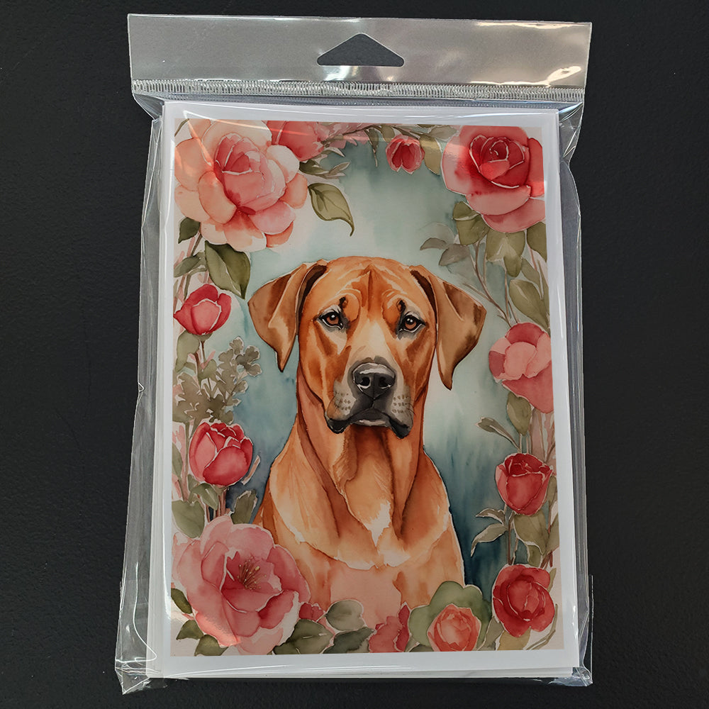 Rhodesian Ridgeback Valentine Roses Greeting Cards Pack of 8