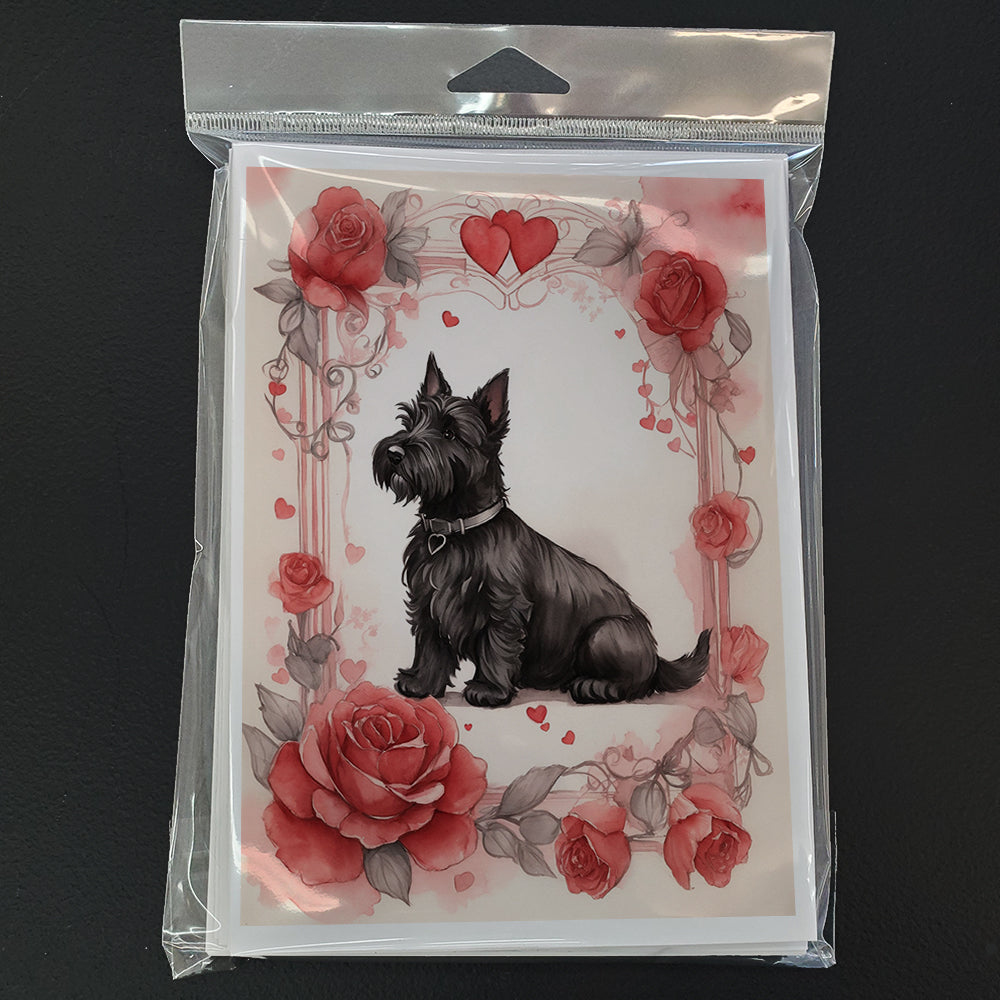Scottish Terrier Valentine Roses Greeting Cards Pack of 8
