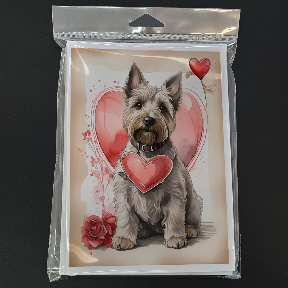 Scottish Terrier Valentine Roses Greeting Cards Pack of 8