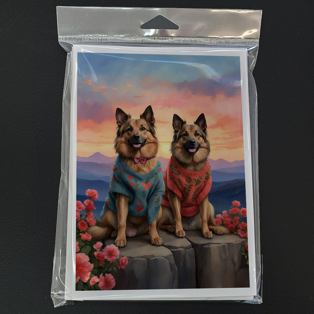 Belgian Tervuren Two Hearts Greeting Cards Pack of 8