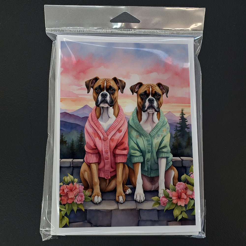 Boxer Two Hearts Greeting Cards Pack of 8