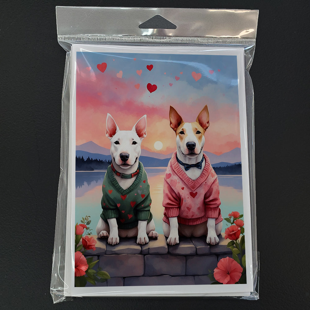 Bull Terrier Two Hearts Greeting Cards Pack of 8