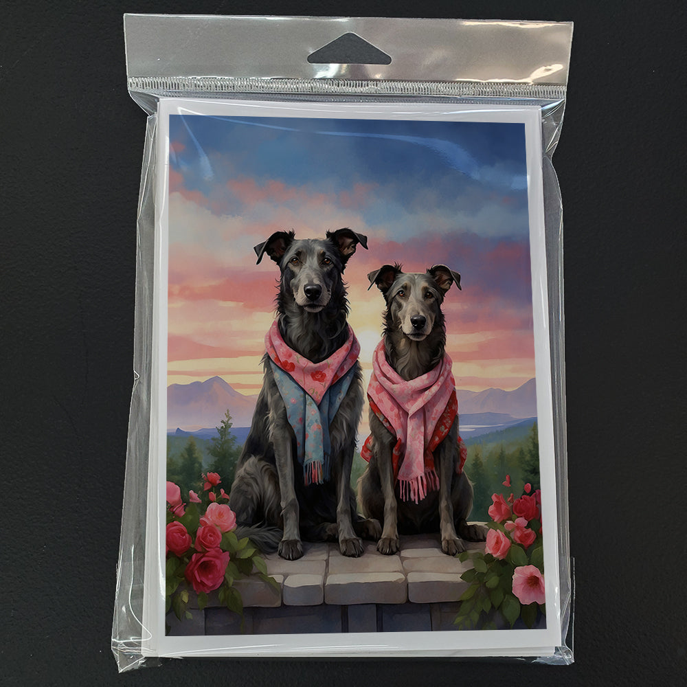 Scottish Deerhound Two Hearts Greeting Cards Pack of 8