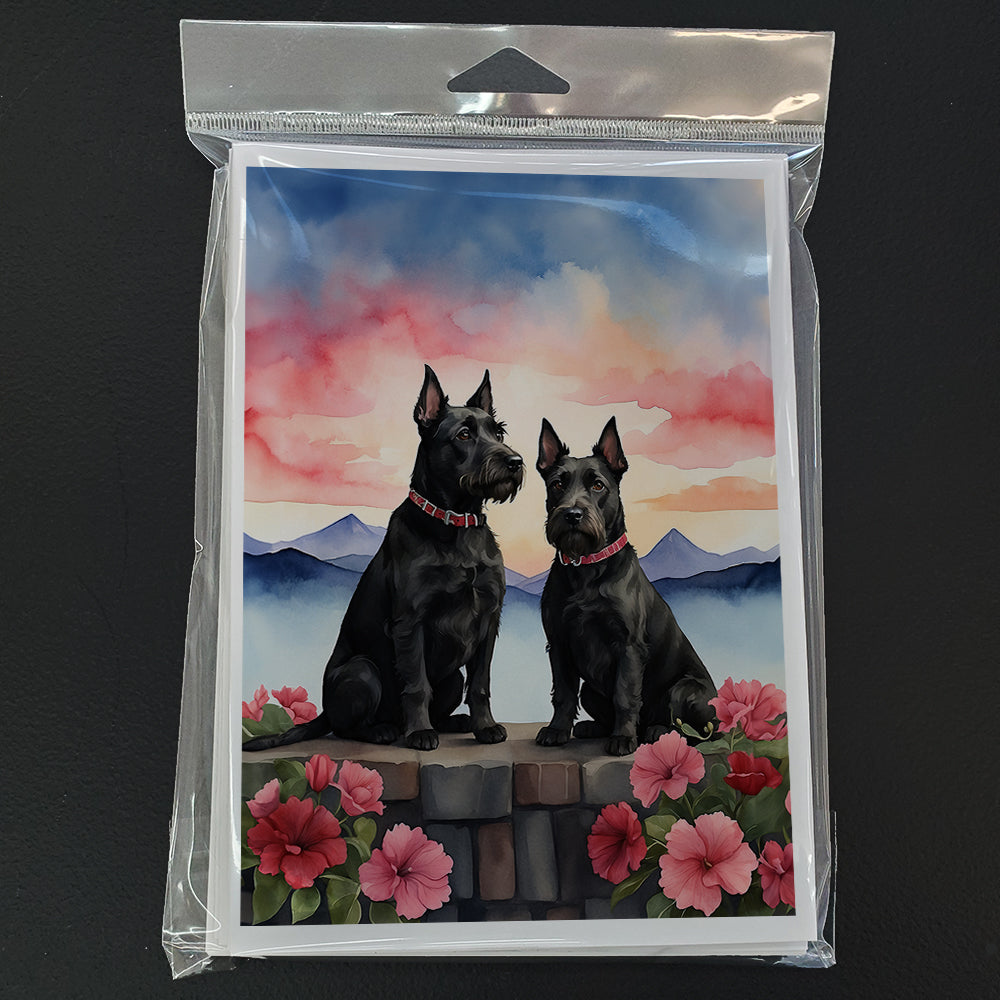 Scottish Terrier Two Hearts Greeting Cards Pack of 8