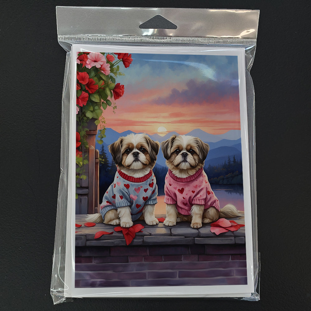 Shih Tzu Two Hearts Greeting Cards Pack of 8