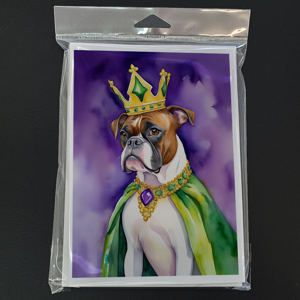 Boxer King of Mardi Gras Greeting Cards Pack of 8