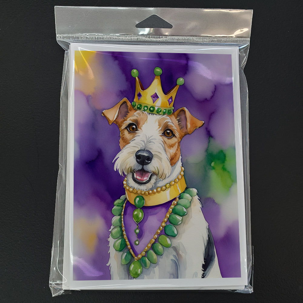 Fox Terrier King of Mardi Gras Greeting Cards Pack of 8
