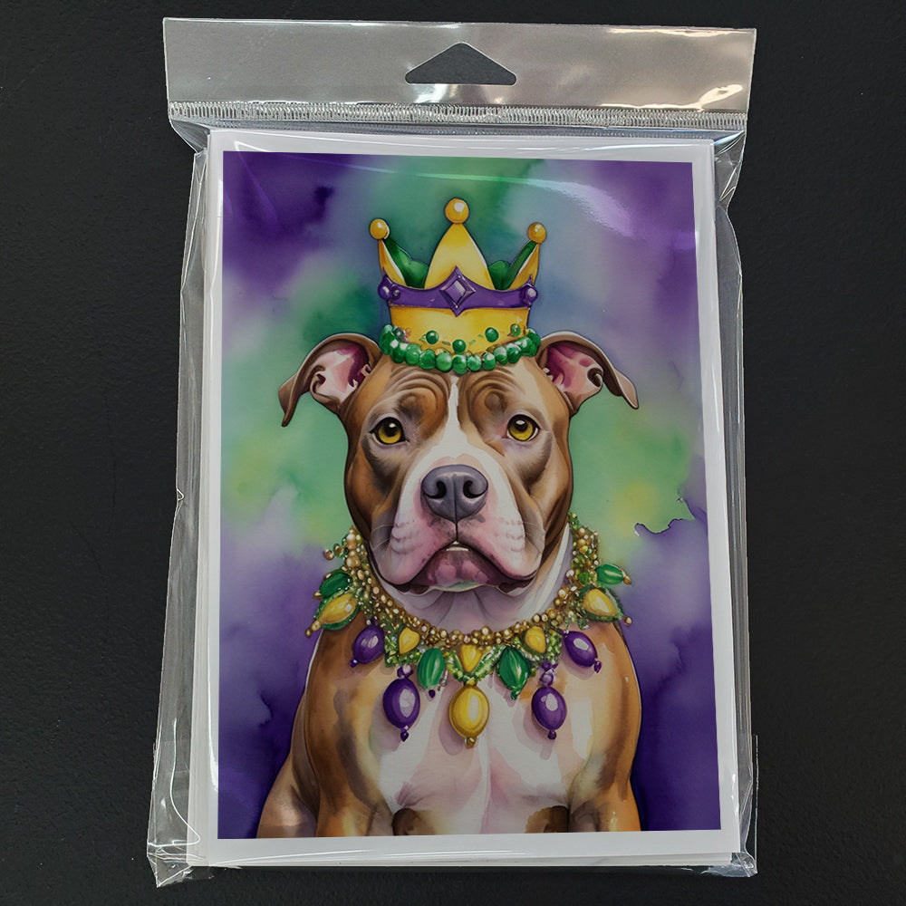 Pit Bull Terrier King of Mardi Gras Greeting Cards Pack of 8
