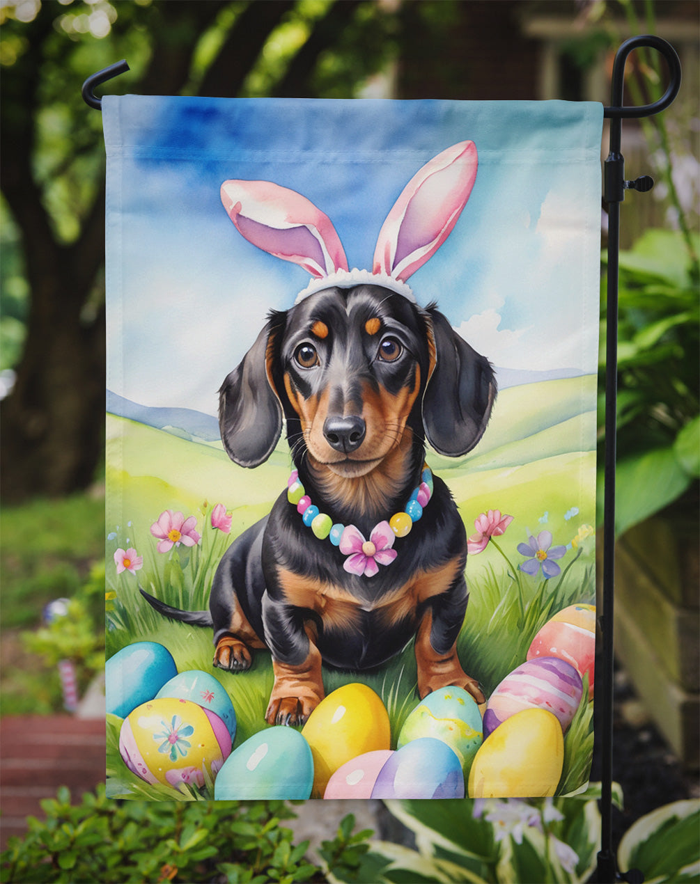 Dachshund Easter Egg Hunt Garden Flag