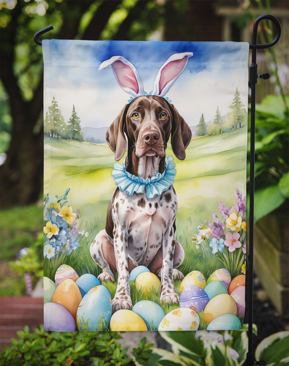 German Shorthaired Pointer Easter Egg Hunt Garden Flag