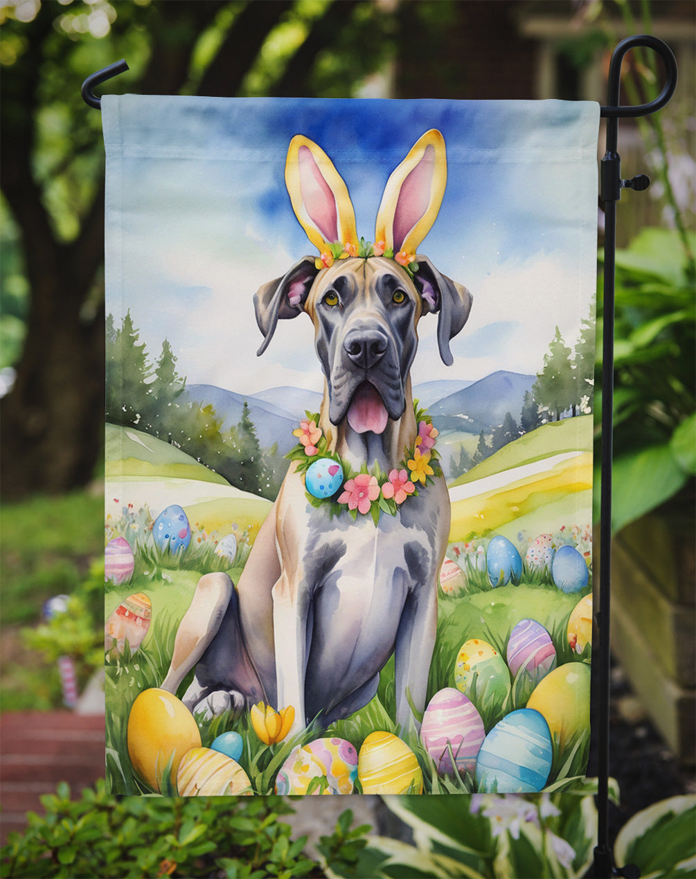 Great Dane Easter Egg Hunt Garden Flag