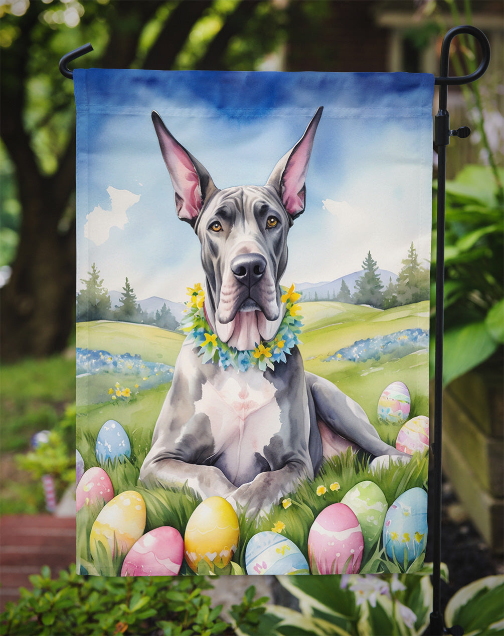 Great Dane Easter Egg Hunt Garden Flag
