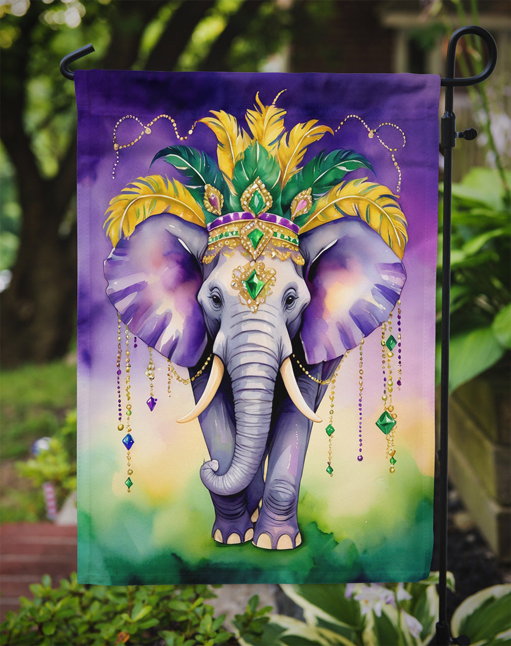 Elephant King of Mardi Gras Garden Flag