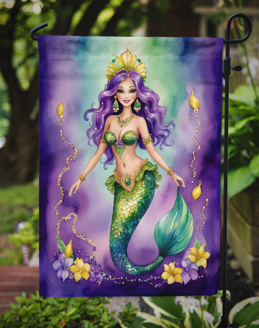 Mermaid Mardi Gras Garden Flag