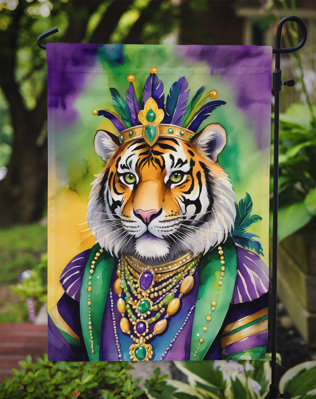 Tiger the King of Mardi Gras Garden Flag