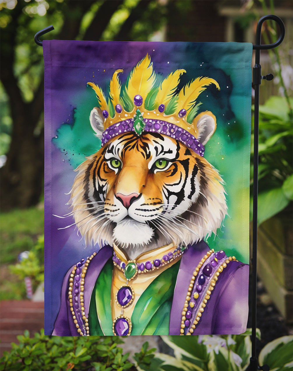 Tiger the King of Mardi Gras Garden Flag