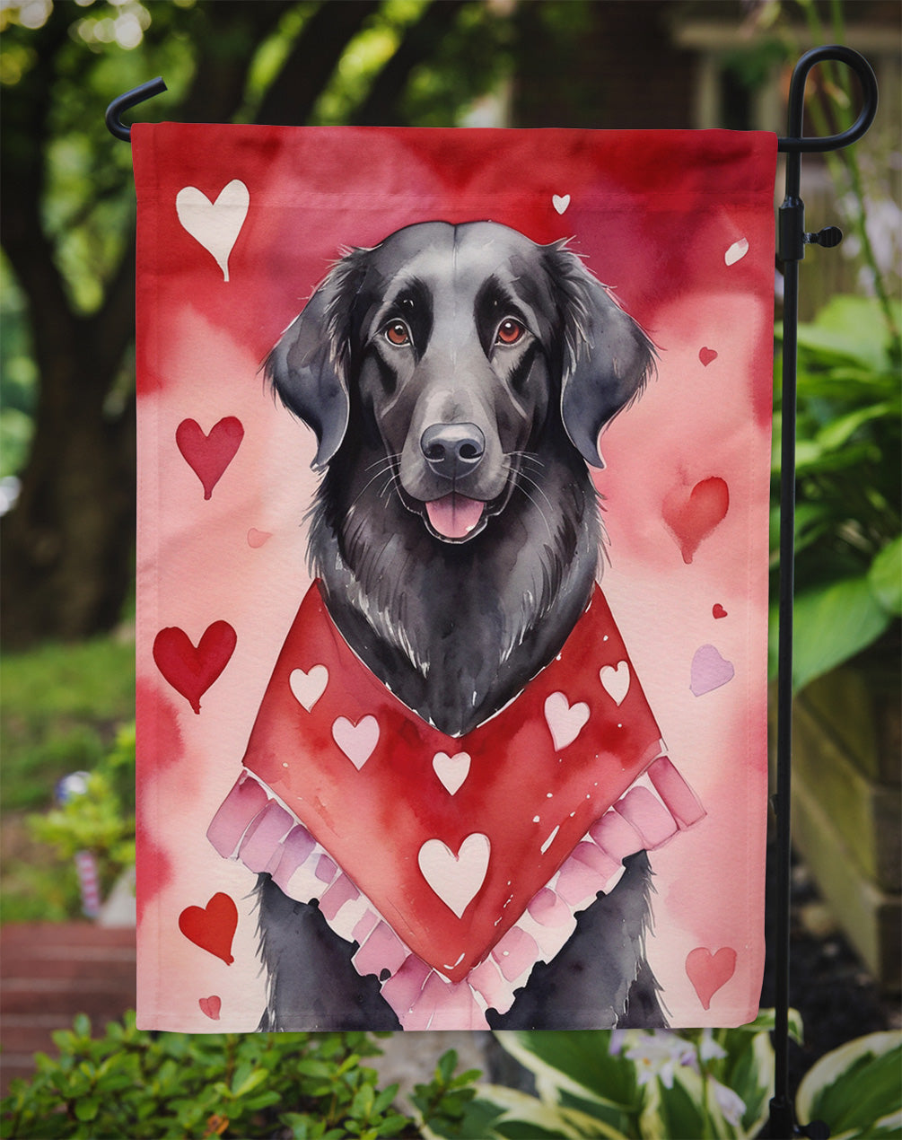 Flat-Coated Retriever My Valentine Garden Flag