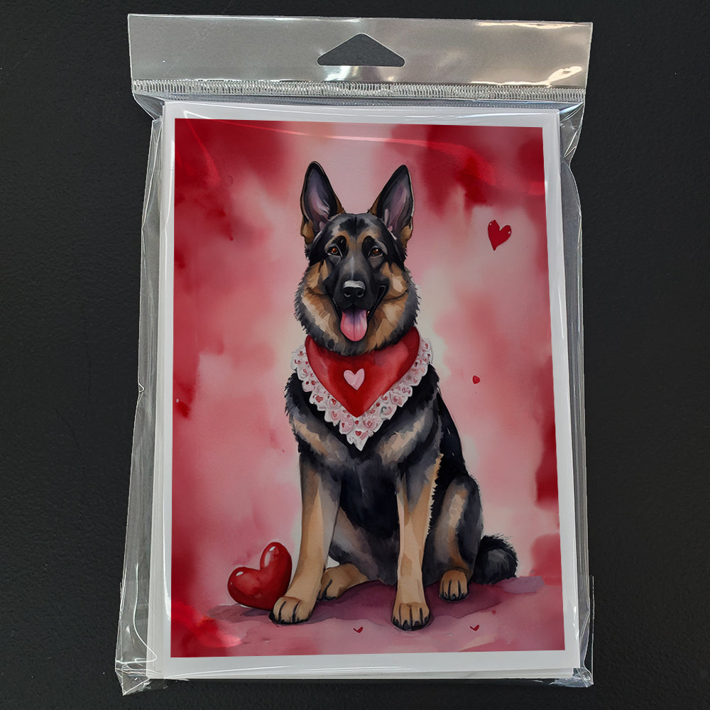 German Shepherd My Valentine Greeting Cards Pack of 8