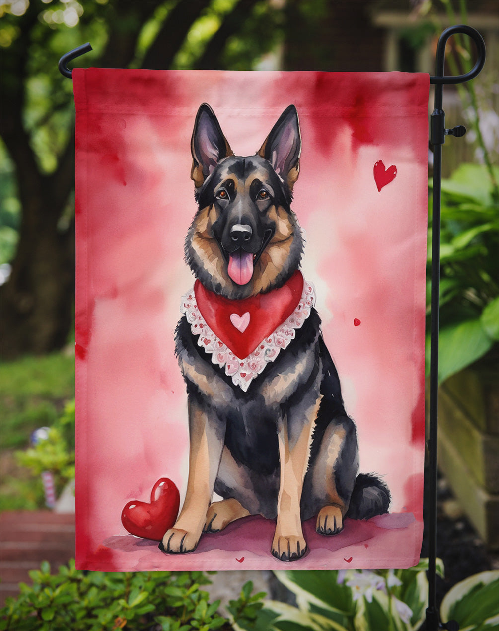 German Shepherd My Valentine Garden Flag