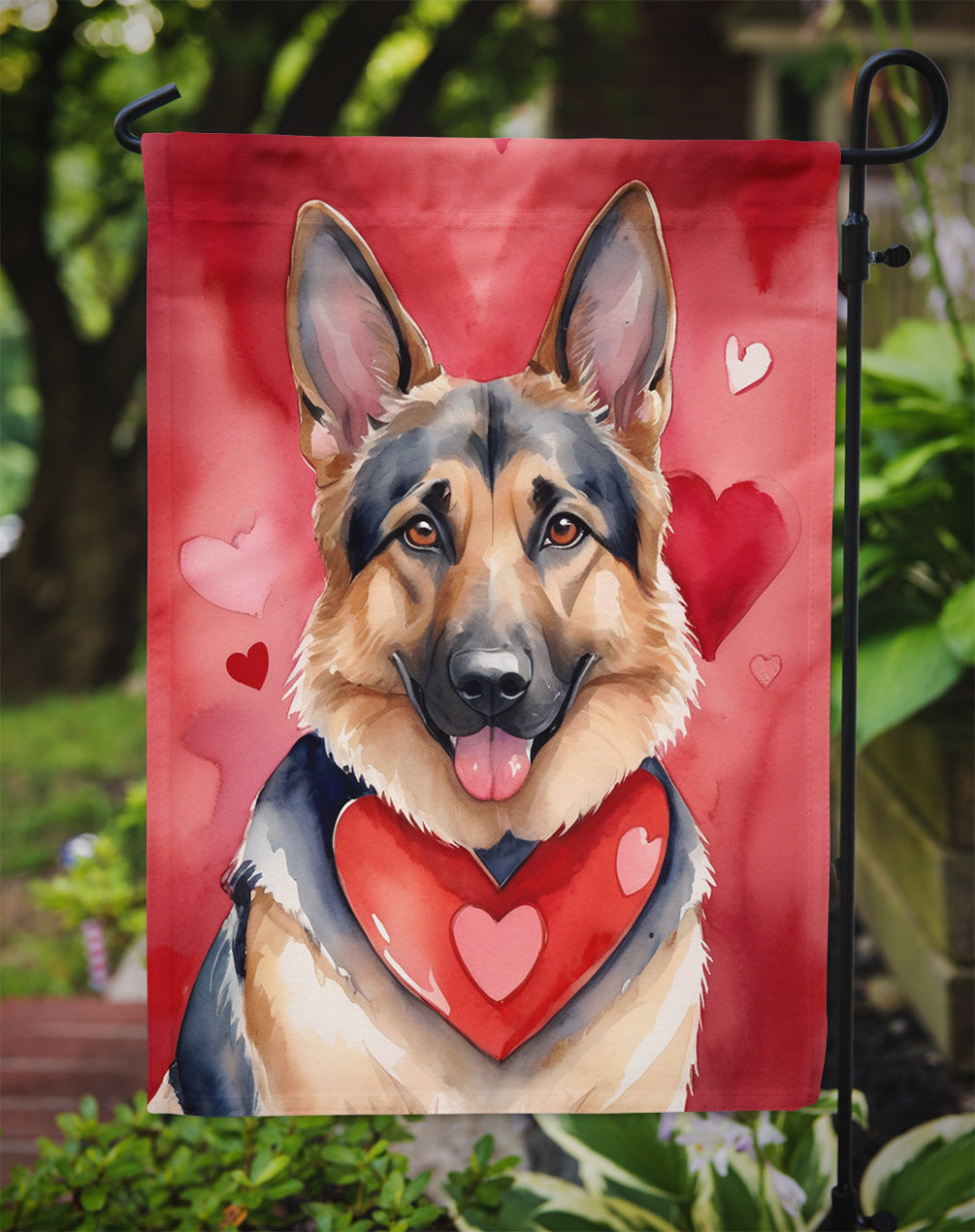 German Shepherd My Valentine Garden Flag