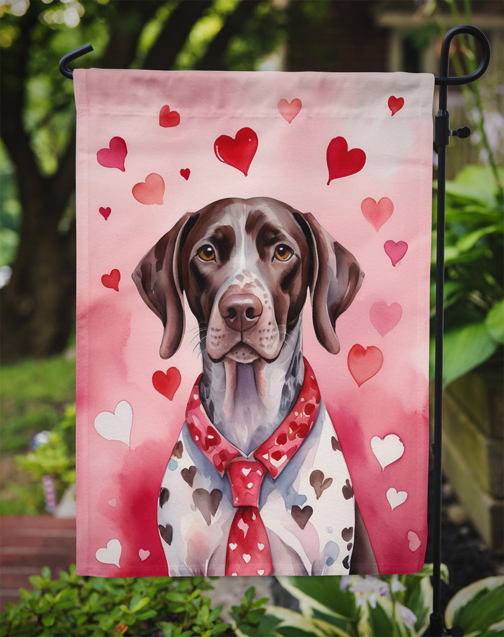 German Shorthaired Pointer My Valentine Garden Flag