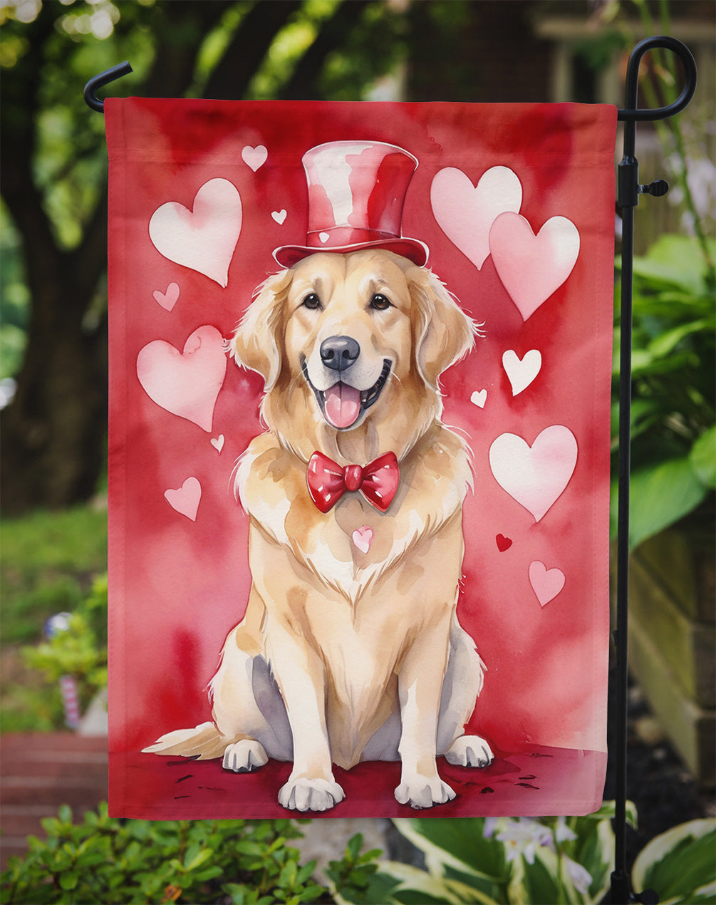 Golden Retriever My Valentine Garden Flag