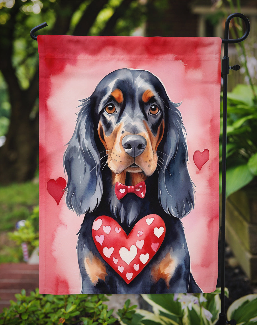Gordon Setter My Valentine Garden Flag