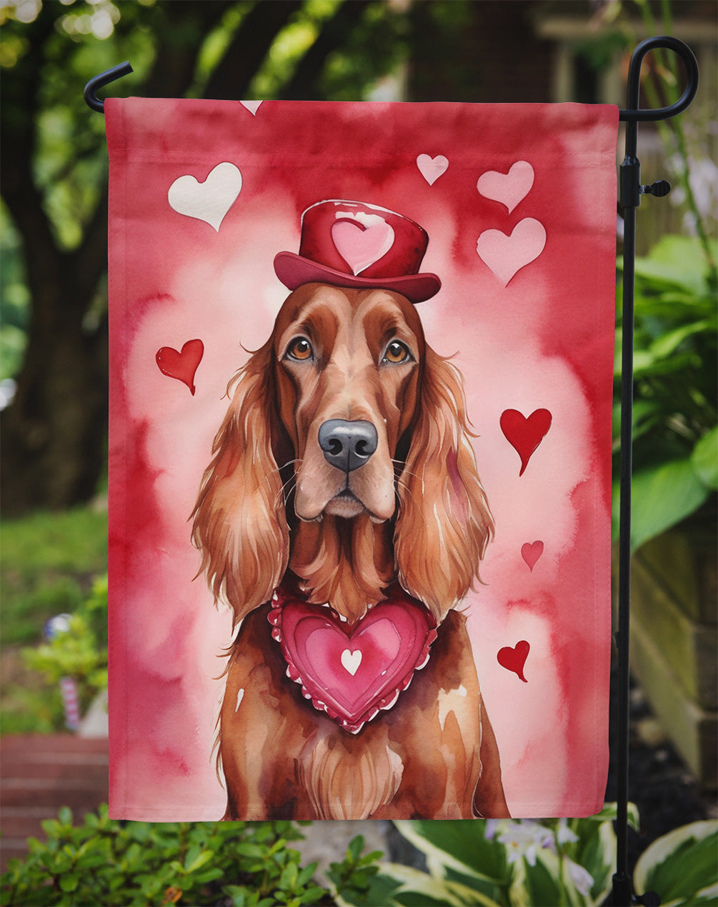 Irish Setter My Valentine Garden Flag