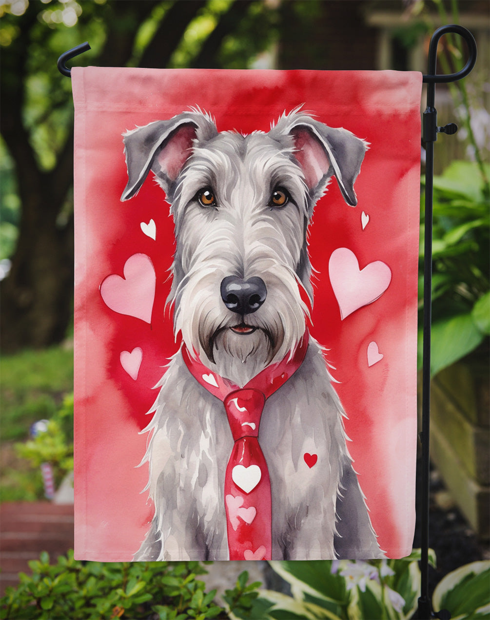 Irish Wolfhound My Valentine Garden Flag