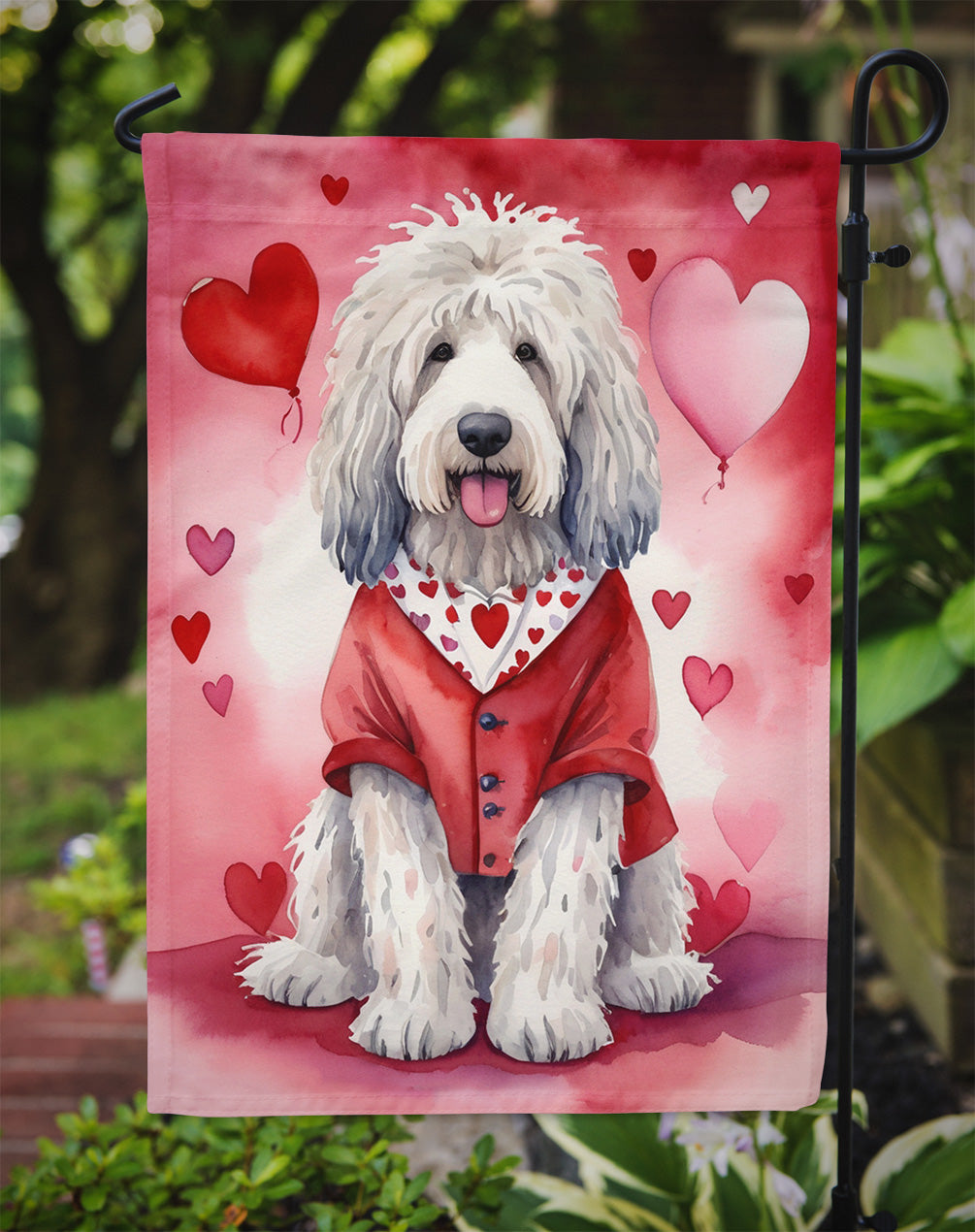 Komondor My Valentine Garden Flag