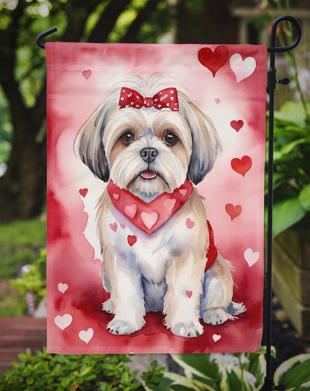 Lhasa Apso My Valentine Garden Flag