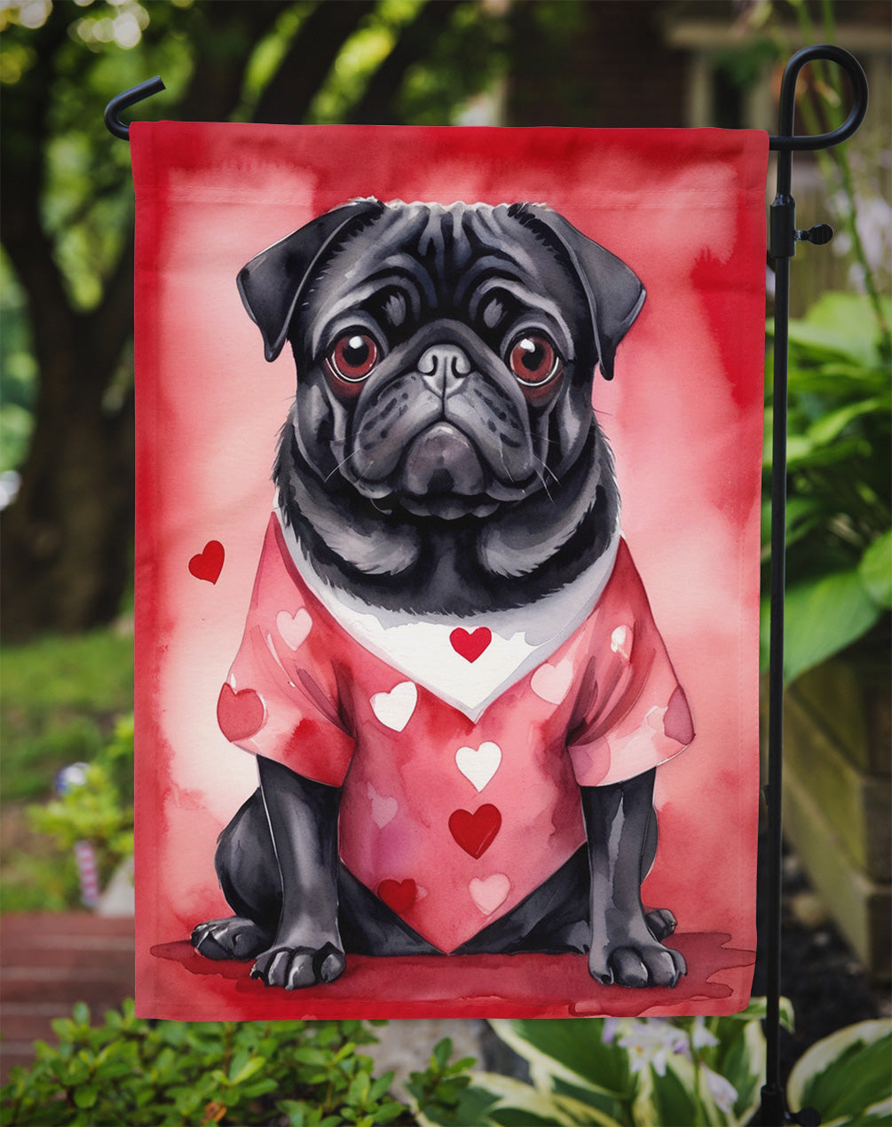 Pug My Valentine Garden Flag
