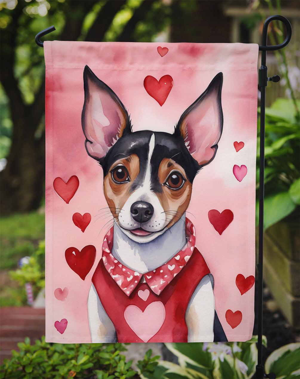 Rat Terrier My Valentine Garden Flag