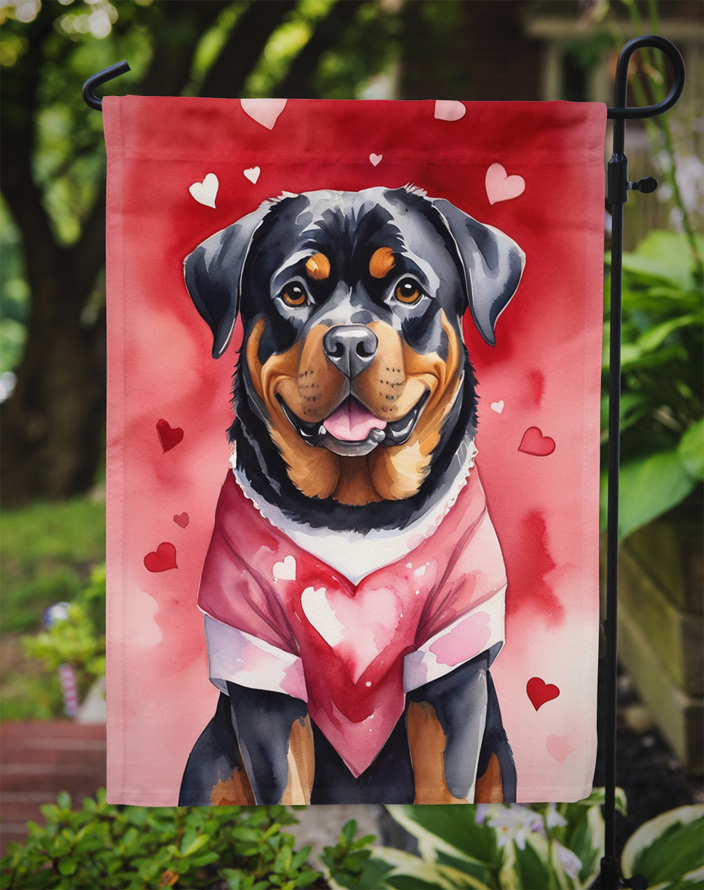Rottweiler My Valentine Garden Flag