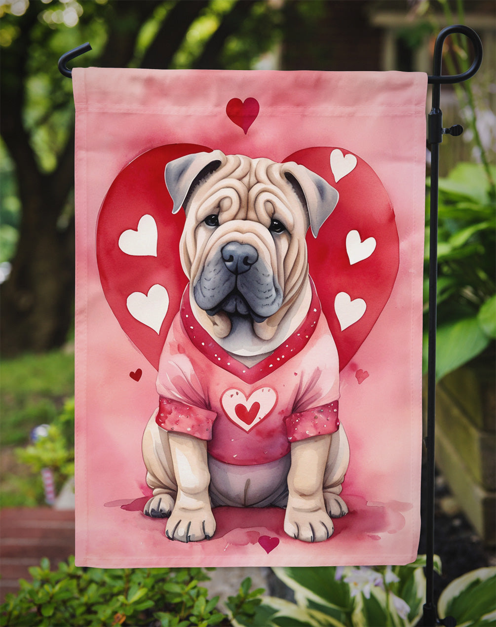 Shar Pei My Valentine Garden Flag