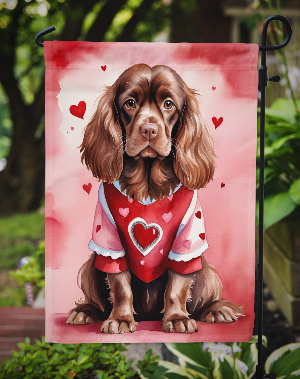 Sussex Spaniel My Valentine Garden Flag