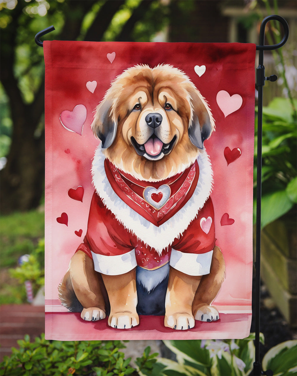 Tibetan Mastiff My Valentine Garden Flag
