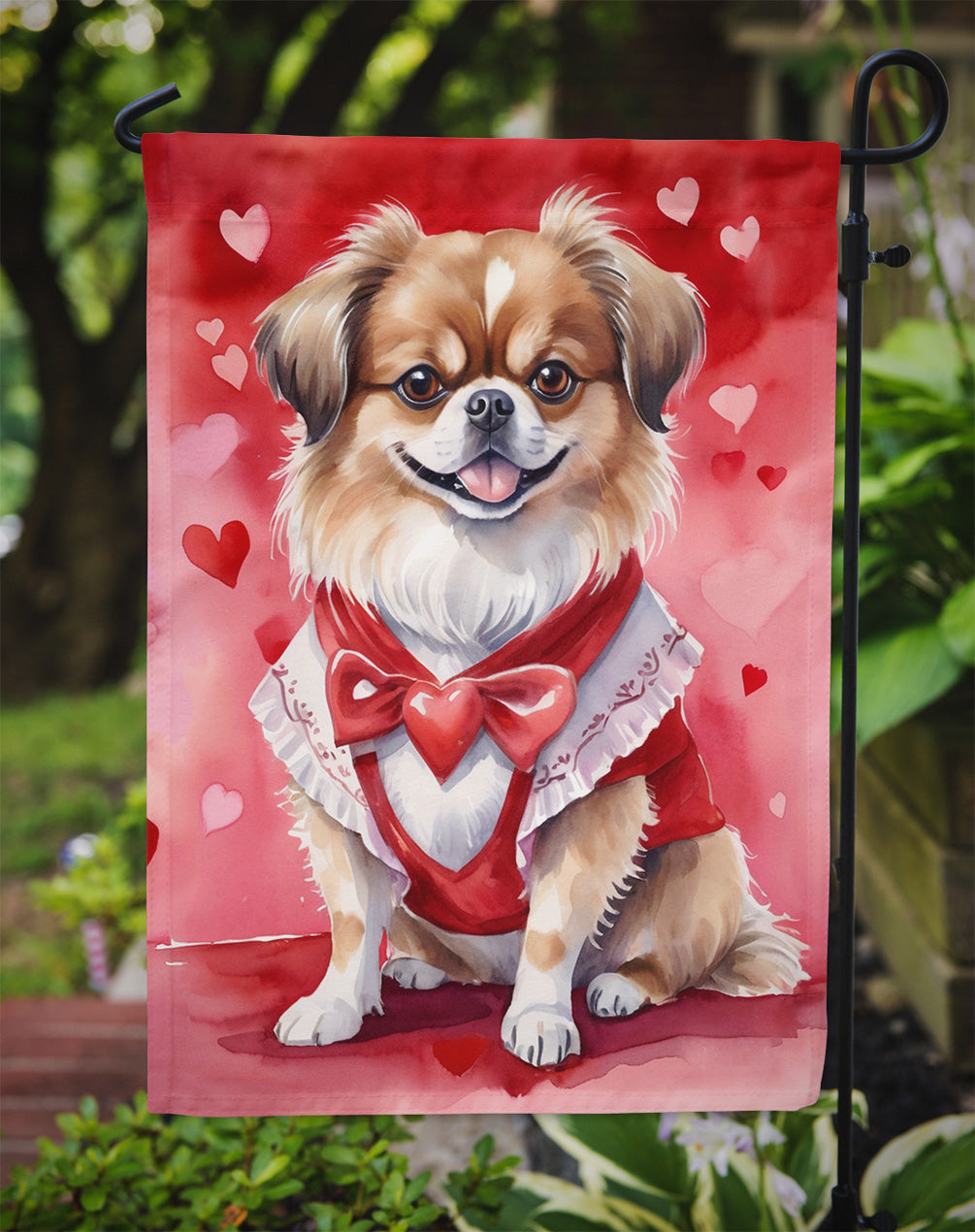 Tibetan Spaniel My Valentine Garden Flag