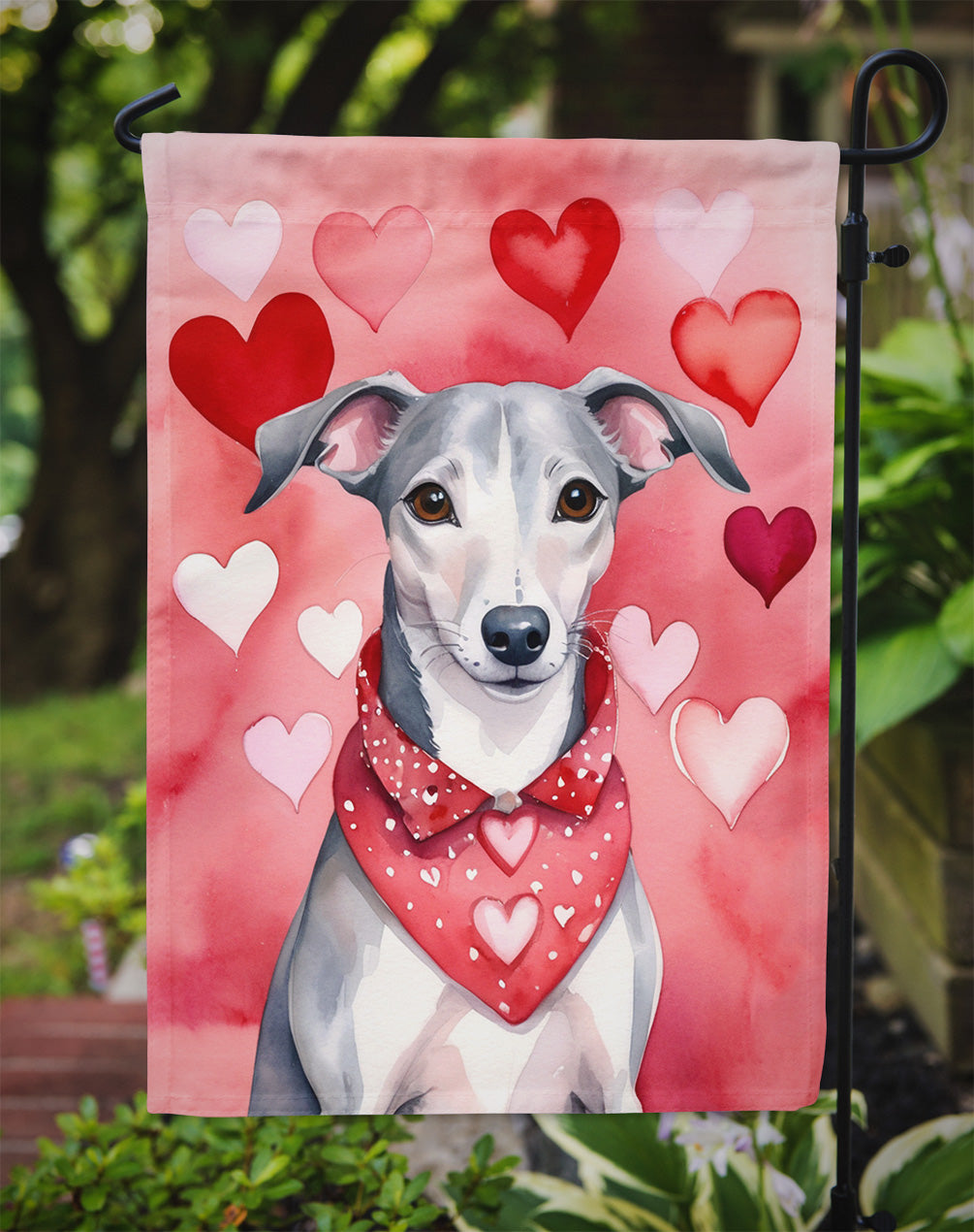 Whippet My Valentine Garden Flag