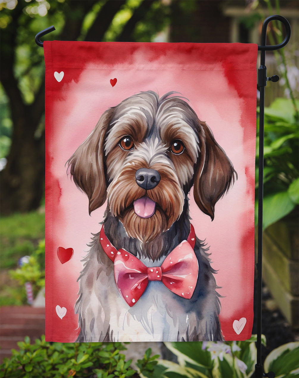Wirehaired Pointing Griffon My Valentine Garden Flag