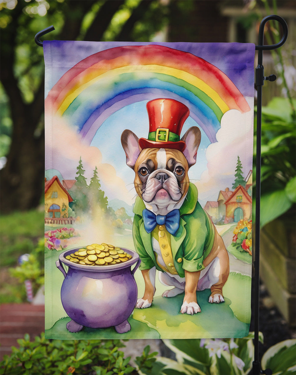French Bulldog St Patrick's Day Garden Flag