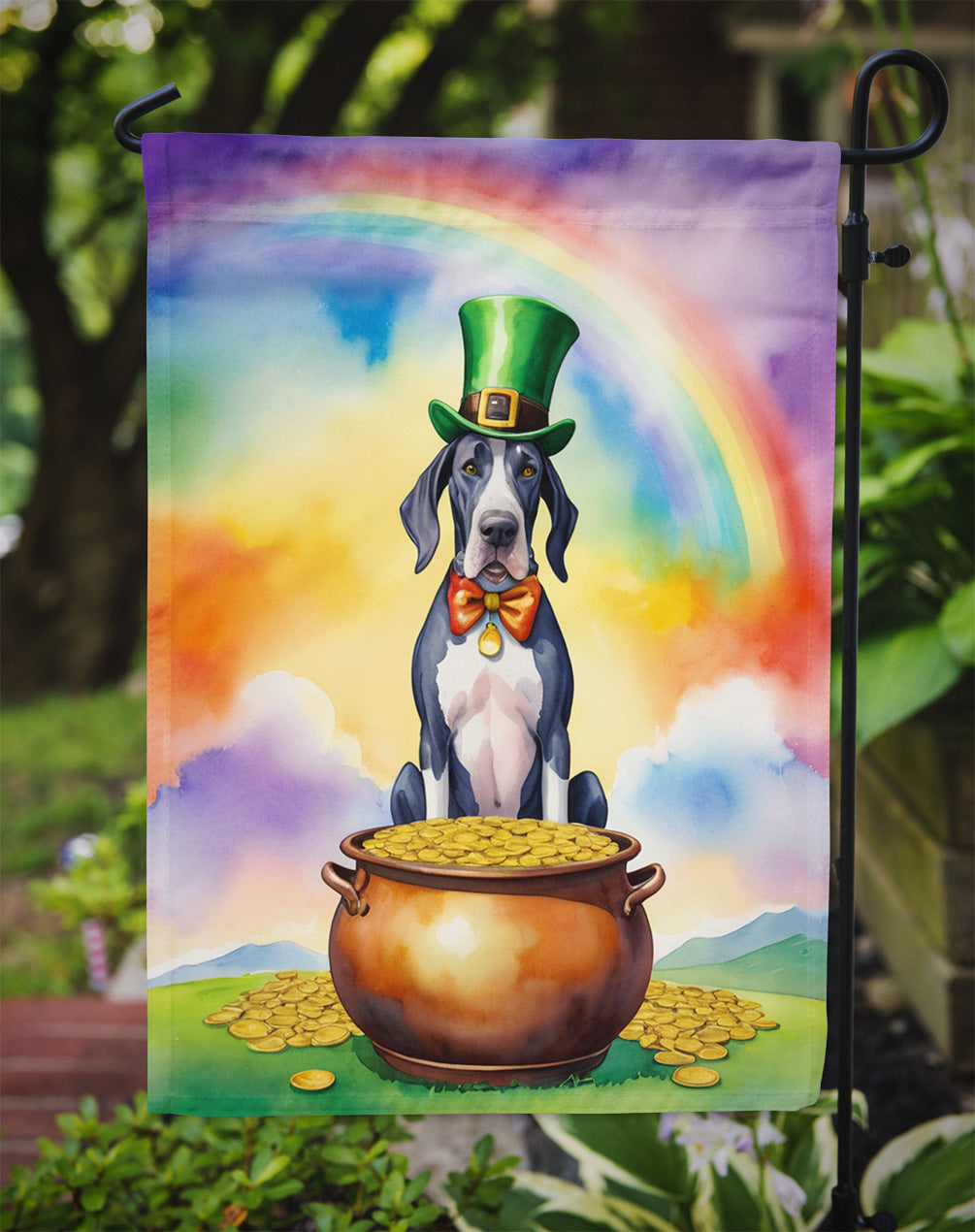 Great Dane St Patrick's Day Garden Flag